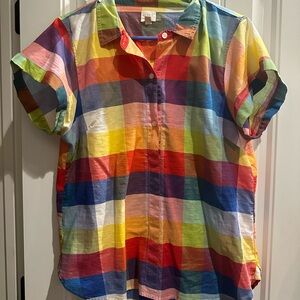 Colorful Plaid Button-Up Shirt